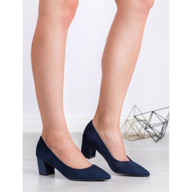 Small Swan Escarpins confortables en daim bleu 1