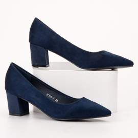 Small Swan Escarpins confortables en daim bleu 4