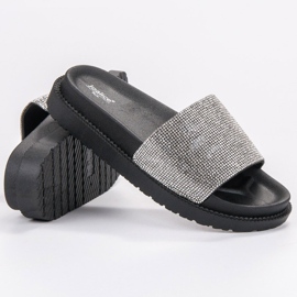 SHELOVET Pantoufles Avec Cristaux noir 1