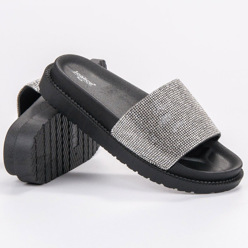 SHELOVET Pantoufles Avec Cristaux noir 1
