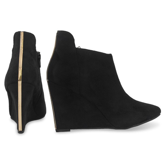 Escarpins compensés en daim TL01-1 Noir 1