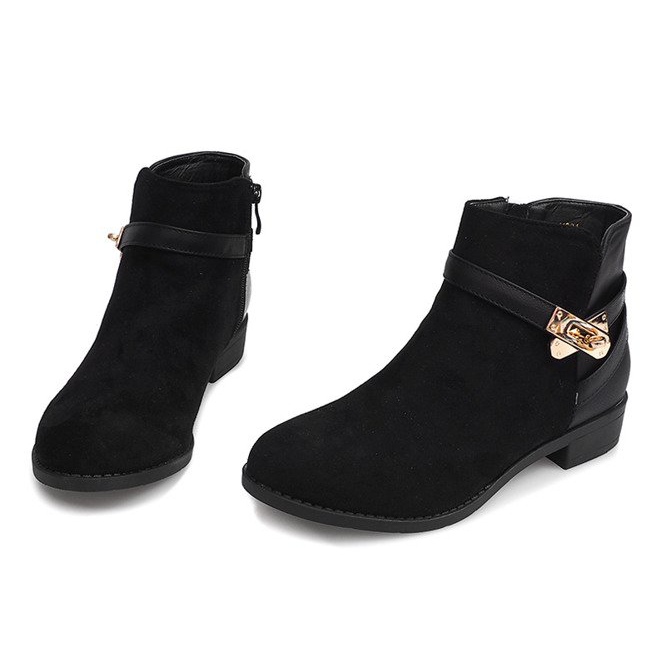 Bottines En Daim Avec Boucle Y601 Noir le noir 2