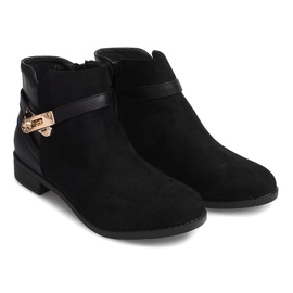 Bottines En Daim Avec Boucle Y601 Noir 1