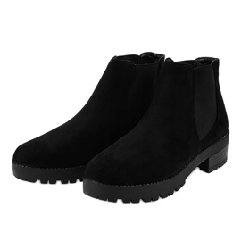 Bottines plates en daim noir avec bande élastique 2017-2 le noir 2