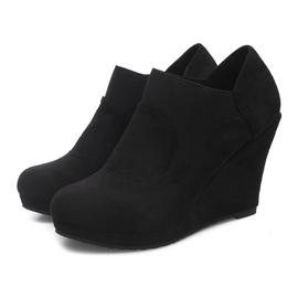 Bottes compensées en daim 6-231 Noir le noir 1
