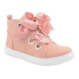 Bottines en Daim avec nœuds TL0147 Rose 1