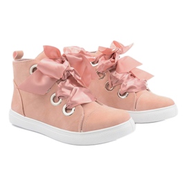 Bottines en Daim avec nœuds TL0147 Rose 2