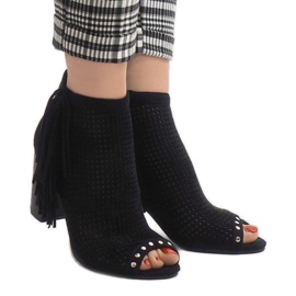 Bottines bohèmes ajourées noires AF-9 le noir 2