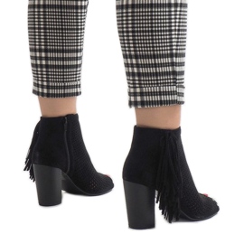 Bottines bohèmes ajourées noires AF-9 le noir 4