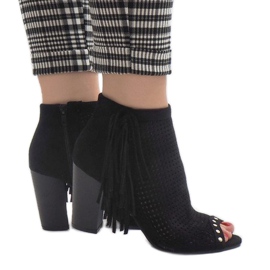 Bottines bohèmes ajourées noires AF-9 le noir 3
