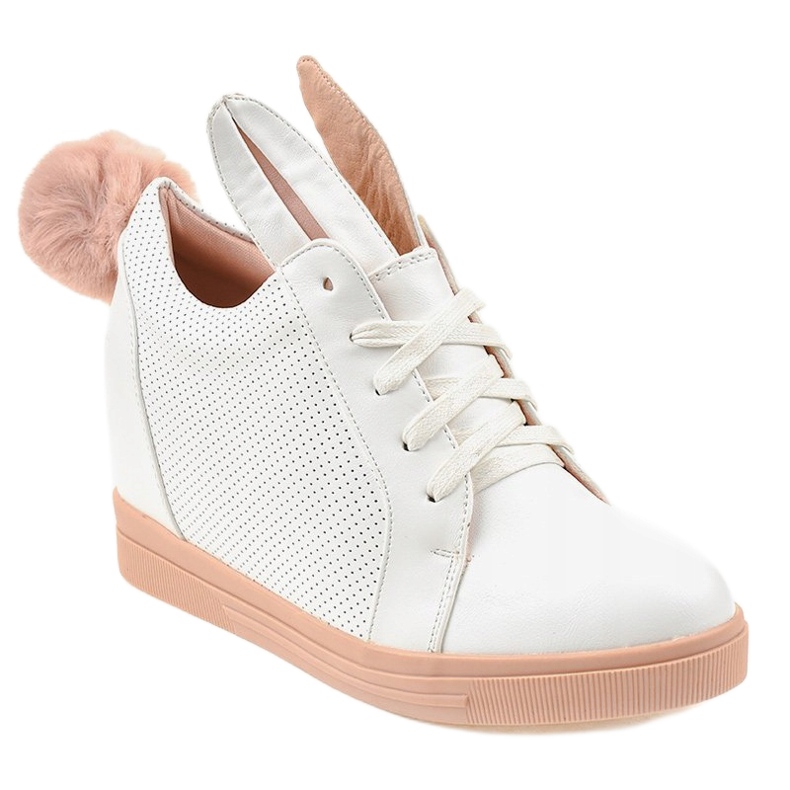 Baskets blanches sur les lapins compensés H6211-9 1