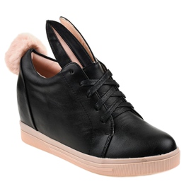 Baskets noires sur les lapins compensés H6210 le noir 1