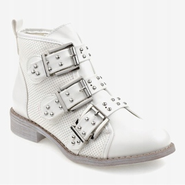 Boots ajourées blanches à boucle NC171 1
