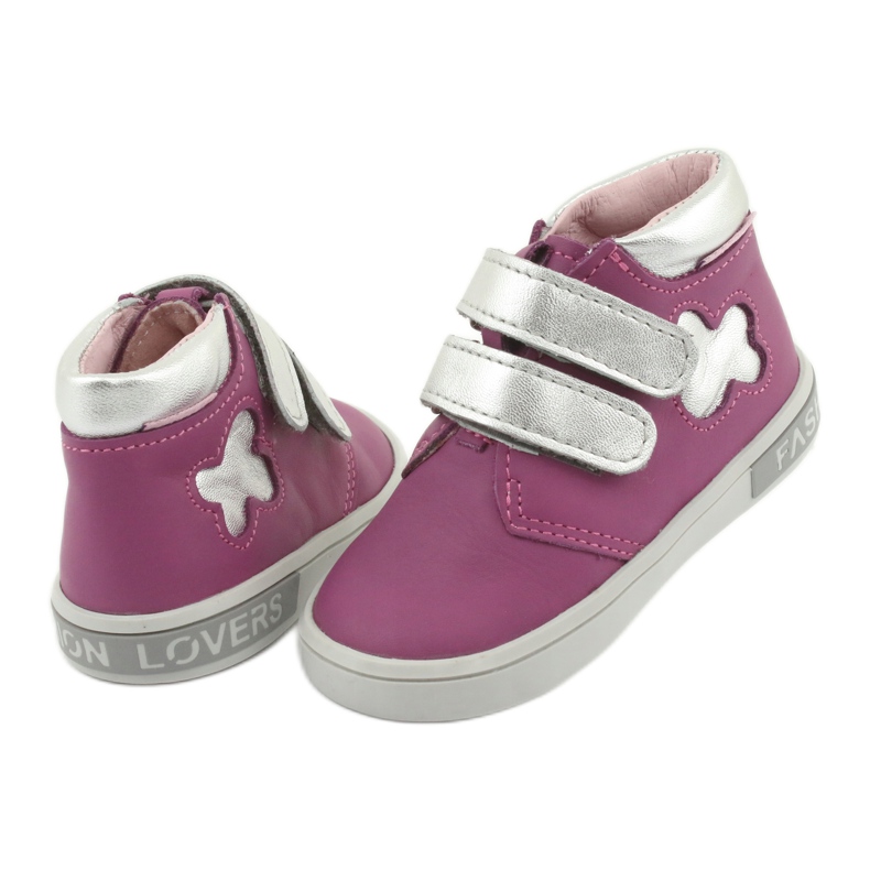 Bottines à scratch Mazurek rose gris 4