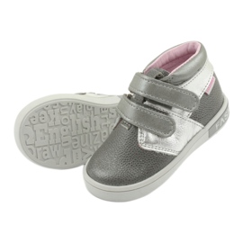 Chaussures velcro en cuir Mazurek 1355 Gris / argent 5