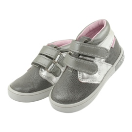 Chaussures velcro en cuir Mazurek 1355 Gris / argent 3
