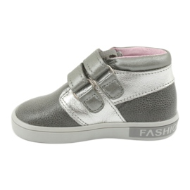 Chaussures velcro en cuir Mazurek 1355 Gris / argent 2