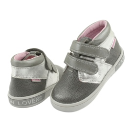 Chaussures velcro en cuir Mazurek 1355 Gris / argent 4