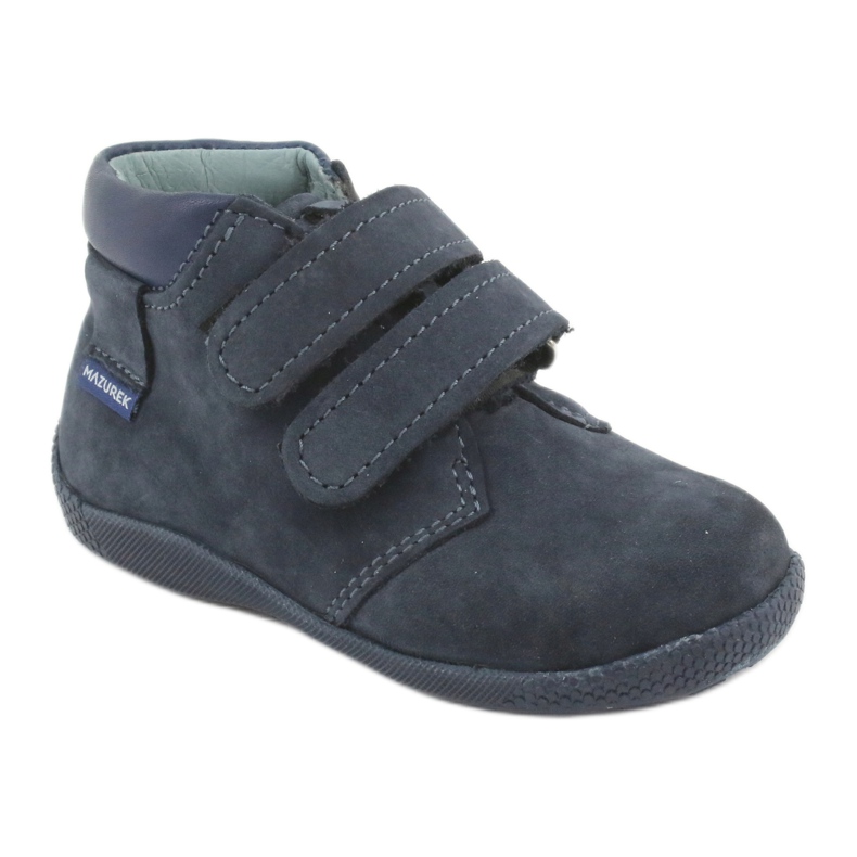 Garçons en cuir Mazurek avec velcro 341 bleu marine 1