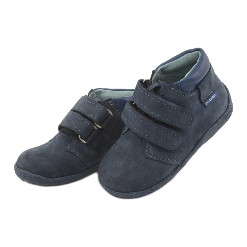 Garçons en cuir Mazurek avec velcro 341 bleu marine 3