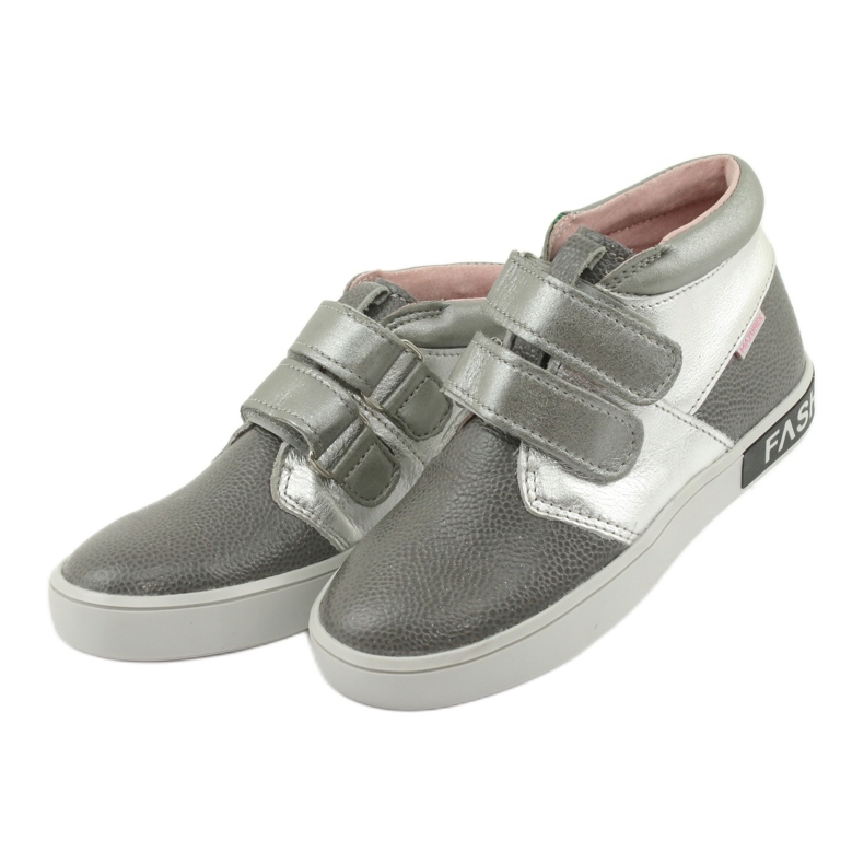 Mazurek Chaussures pour enfants en cuir pour Velcro 1356 Gray / Silver gris 3 Mazurek Chaussures pour enfants en cuir pour Velcro 1356 Gray / Silver gris 3