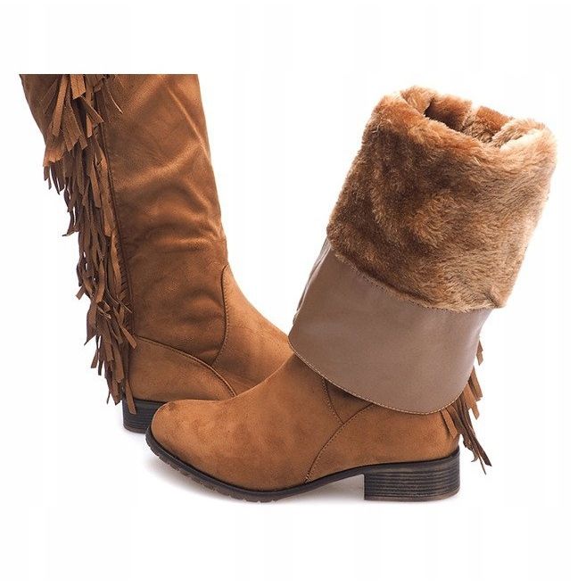 Bottes en daim chaudes Boho B13H Camel brun 1