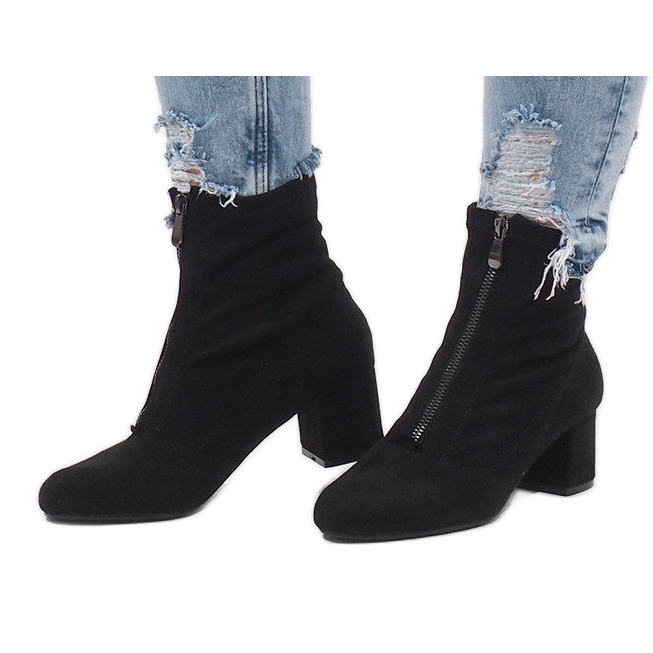 Bottes en daim avec fermeture éclair FOZ-01 noir 1