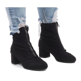 Bottes en daim avec fermeture éclair FOZ-01 noir 2