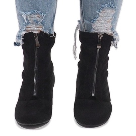Bottes en daim avec fermeture éclair FOZ-01 le noir 3