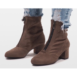 Bottines en daim kaki avec fermeture éclair FOZ-01 multicolore vert 2