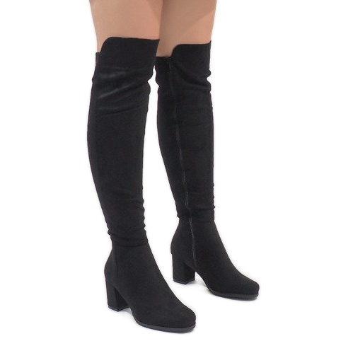 Bottines en daim noir sur le poteau H306 le noir 1