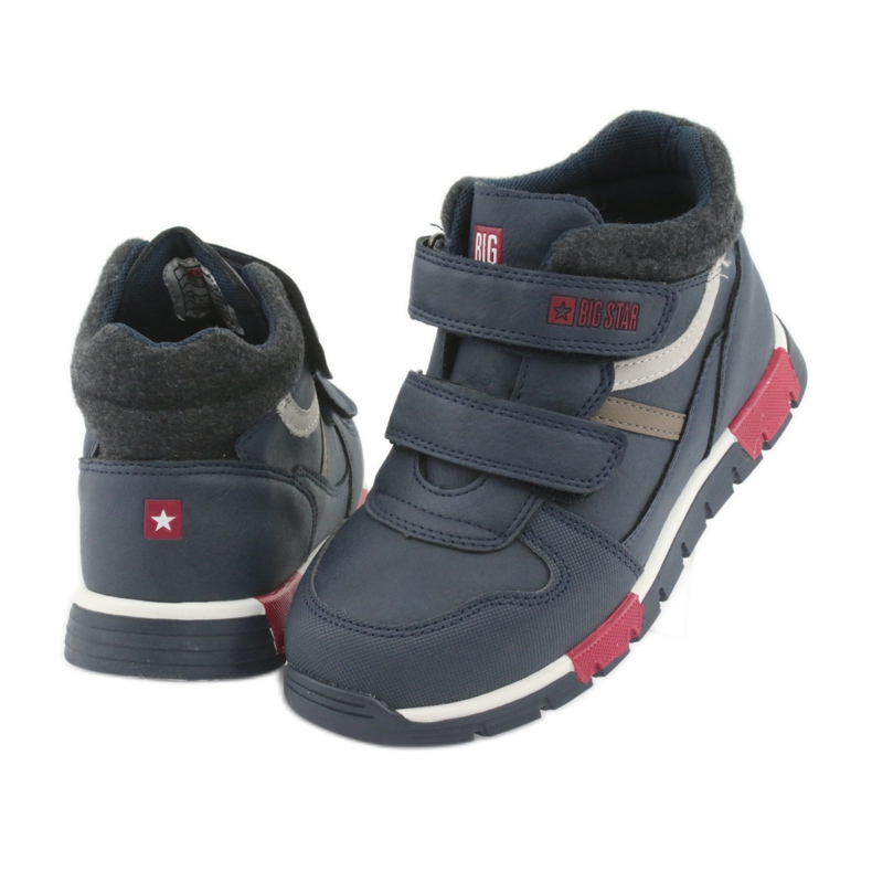 Chaussures de sport velcro Big Star 374065 bleu marine blanc rouge 4