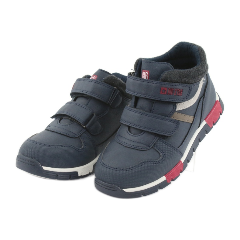 Chaussures de sport velcro Big Star 374065 bleu marine blanche rouge 3