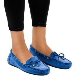 Ballerines mocassins bleus à nœud F03-3 1