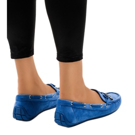 Ballerines mocassins bleus à nœud F03-3 3