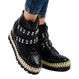Bottines trappeur femme noires AJ-546 le noir 1