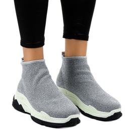 Chaussures de sport grises avec élastique LA33P 1