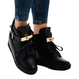 Baskets compensées noires à boucle H6600A le noir 2