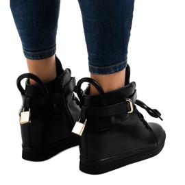 Baskets compensées noires à boucle H6600A le noir 3
