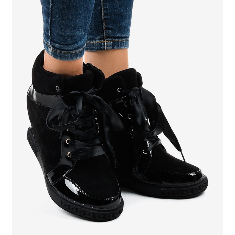 Baskets compensées noires à la mode KLS-109-3 le noir 2