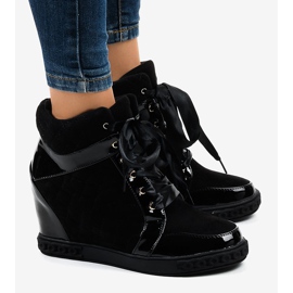 Baskets compensées noires à la mode KLS-109-3 le noir 3