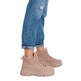 Kylie Chaussures à lacets sur la plate-forme rose 1