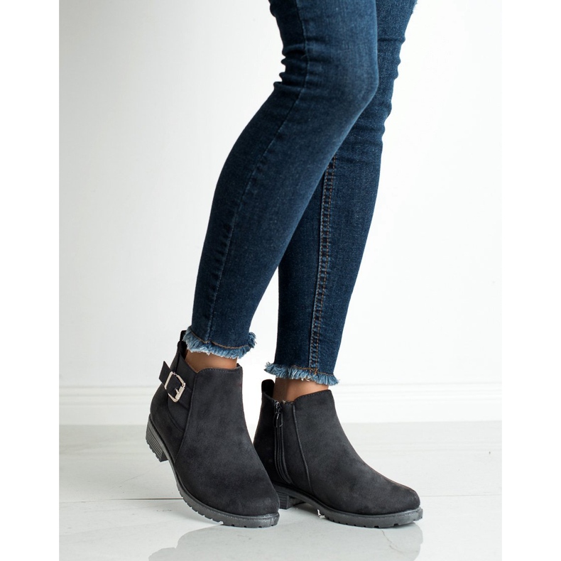 SHELOVET Bottines en daim le noir 1