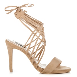 Vices Talons hauts en daim avec reliure beige 3