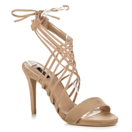 Vices Talons hauts en daim avec reliure beige 4