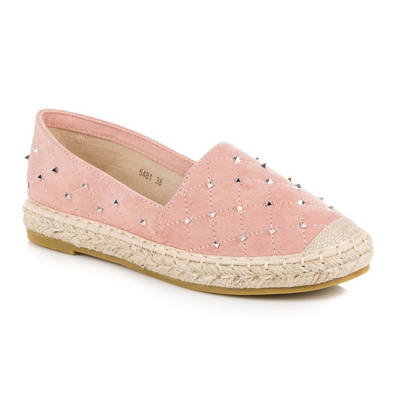 Coura Espadrilles en daim matelassé rose 2