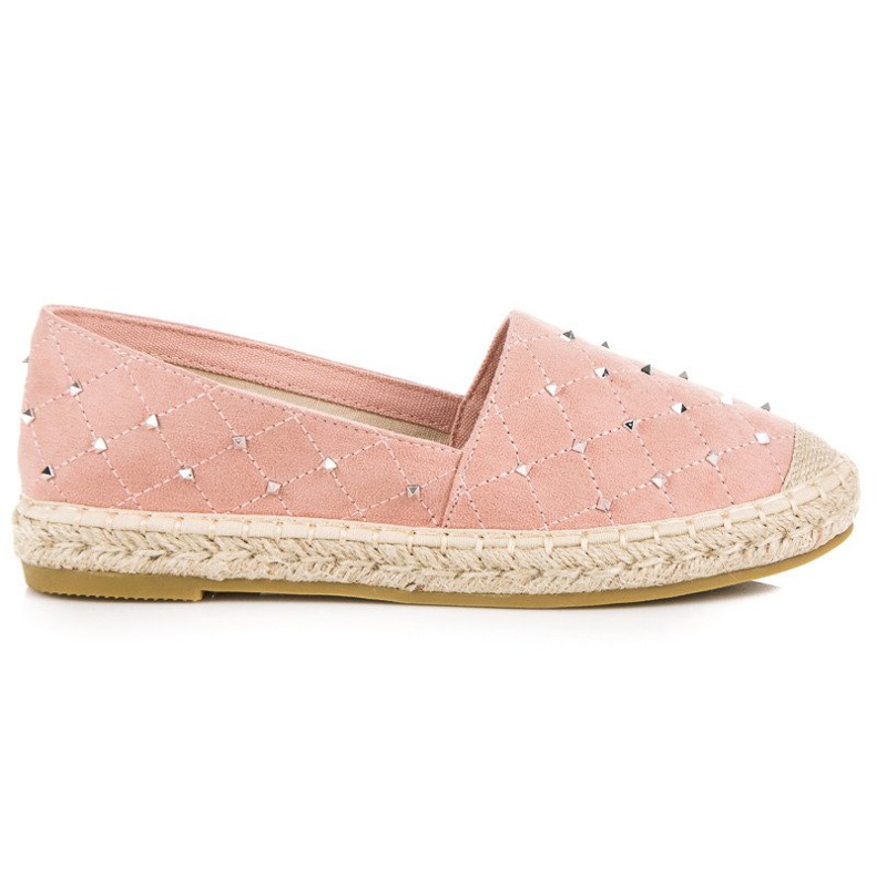 Coura Espadrilles en daim matelassé rose 1