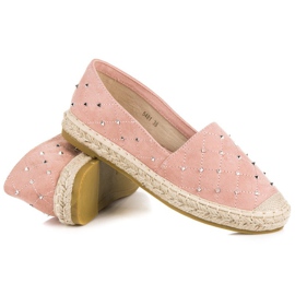 Coura Espadrilles en daim matelassé rose 4