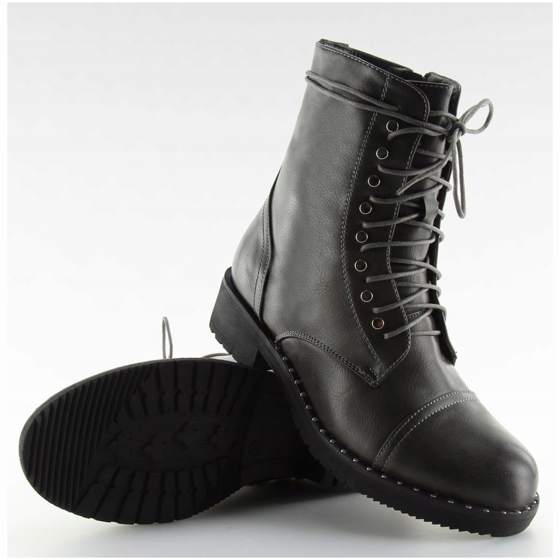 Boots grises à clous gris B0-193 Gris 1 Boots grises à clous gris B0-193 Gris 1