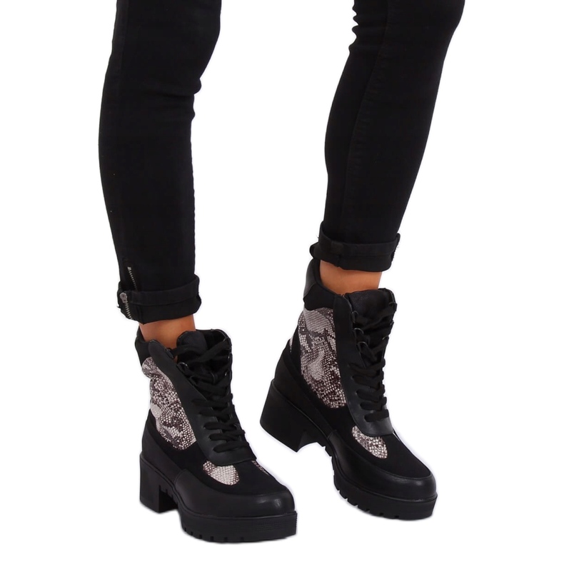 Noir Bottines noires femme 99-58 Snake Skin 2